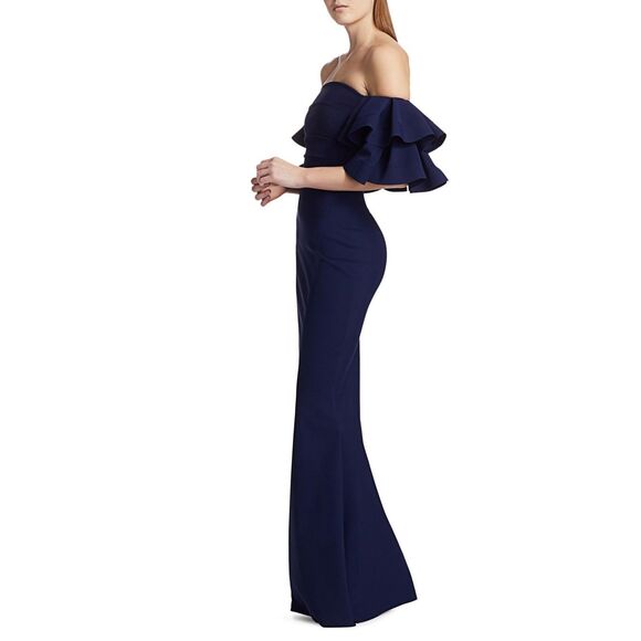 Chiara Boni La Petite Robe Womens Parvati Off-The-Shoulder Gown Blue Notte 8 - Picture 3 of 14